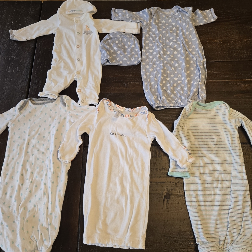 Newborn Sleeper Gowns, qty 4 & 1 Carters Newborn Long Sleave Oneie